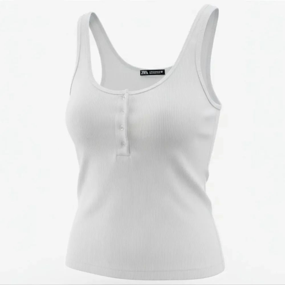 Zara Classic White Ribbed Tank Top